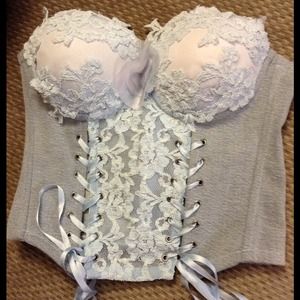 ****Sold****Denim and lace corset top