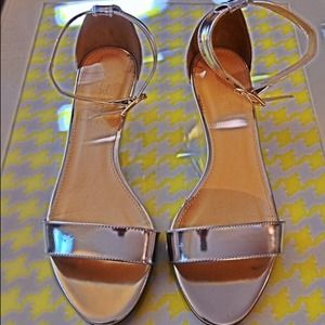 J Crew Lilian Mirror Metallic Low Wedge