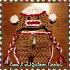 Sock Monkey hat/diaper-cover combo