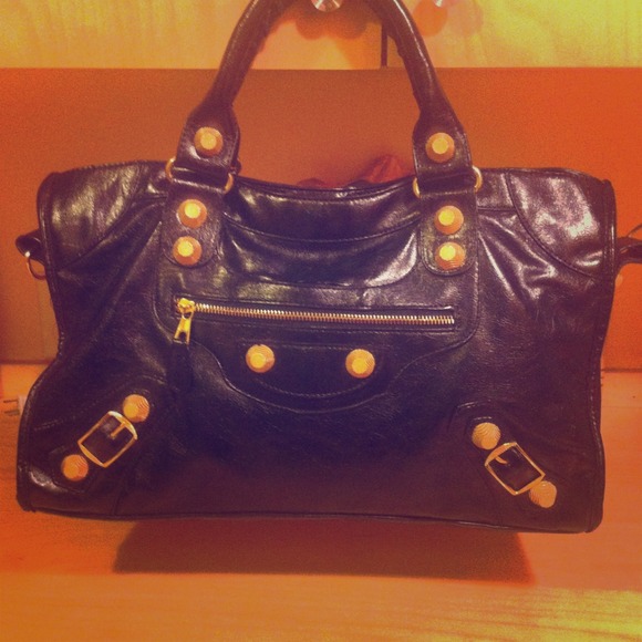 Balenciaga lnspired Black and gold bag