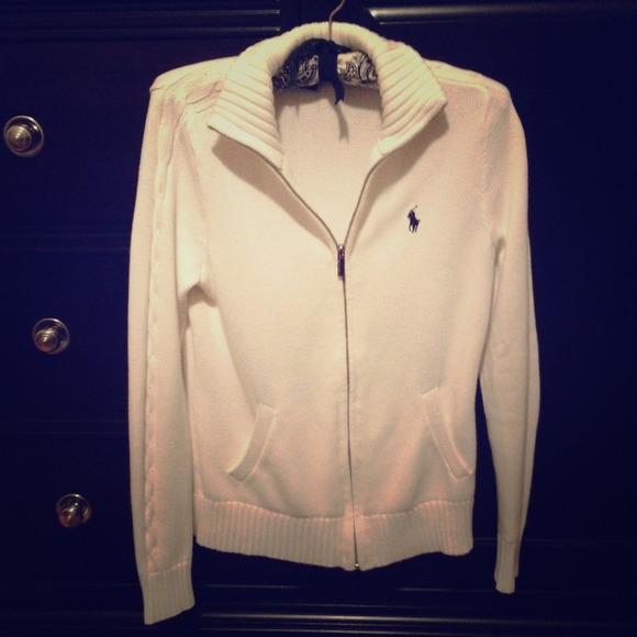 White Ralph Lauren Sport Zip-up Sweater