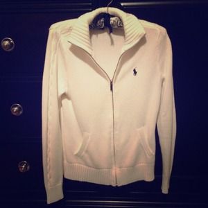 White Ralph Lauren Sport Zip-up Sweater