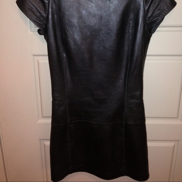 Maje XS 38 black lambskin leather sheath minidress - Picture 2 of 3