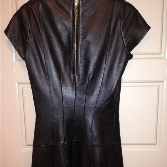 Maje XS 38 black lambskin leather sheath minidress - Picture 3 of 3