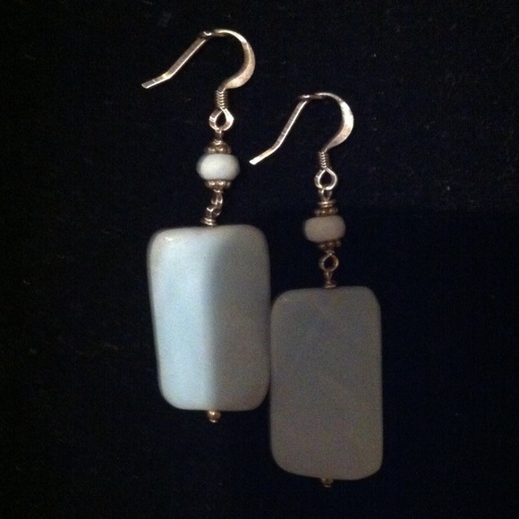 Authentic Amazonite & SS earrings - Picture 1 of 1