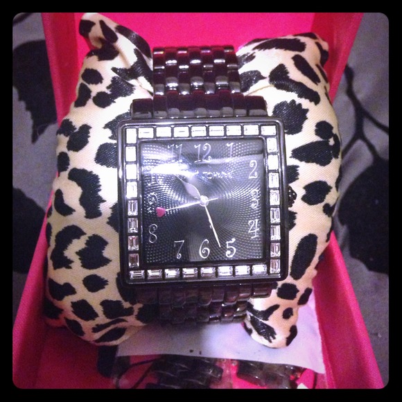 Betsey Johnson Black Chain Watch