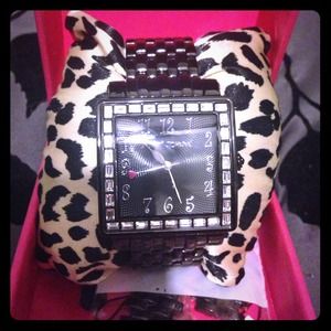 Betsey Johnson Black Chain Watch