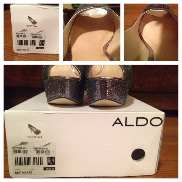 ALDO Berthina glitter peep toe platforms, size 8 - Picture 4 of 4