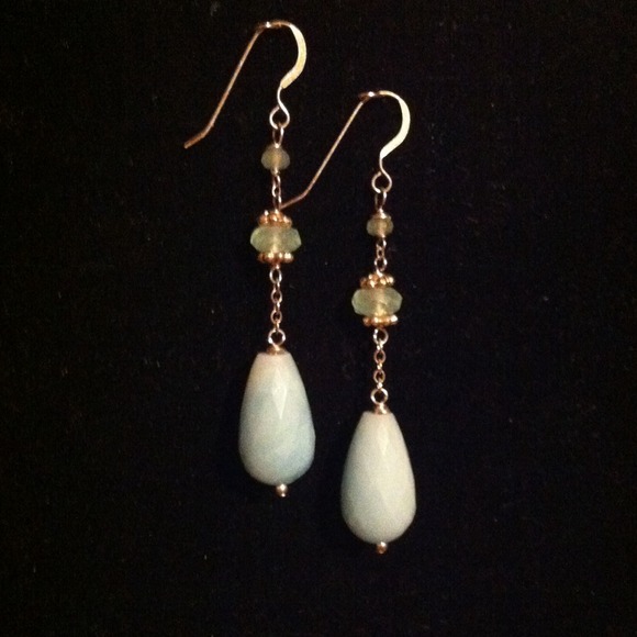 Auth Amazonite & Aquamarine SS earrings