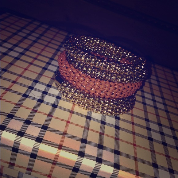 Gold and brown multi ringed bangle