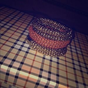 Gold and brown multi ringed bangle