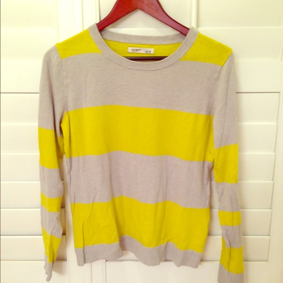 Old Navy Sweaters - SOLD 🎂💛hi-lighter yellow and grey striped