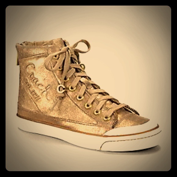 Coach gold Fatima size 8 high top sneakers