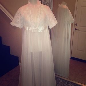 Vintage floor length sheer lace sleeping gown