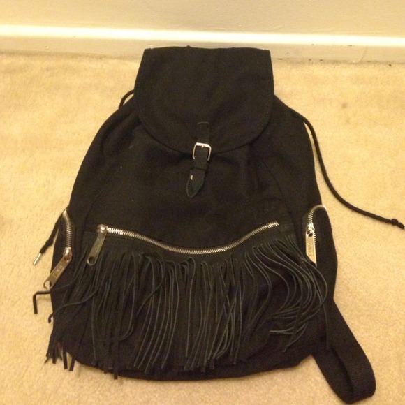 Black Fringe Backpack