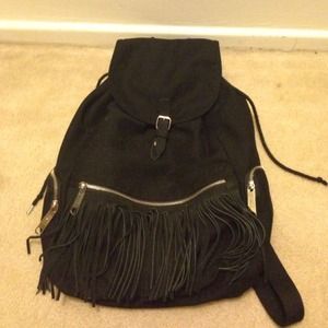 Black Fringe Backpack