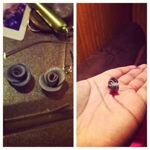 Handmade rose studs