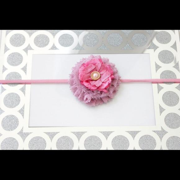 Newborn -4t shabby chic layered glower headband