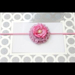 Newborn -4t shabby chic layered glower headband