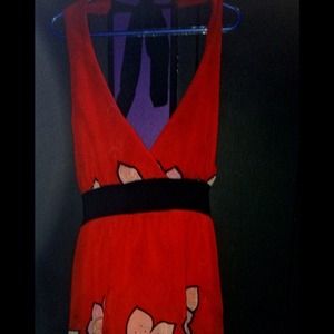 Red and white flowers dress