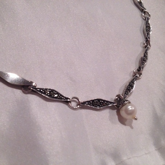 Juditth Jack marasite necklace with pearl drop