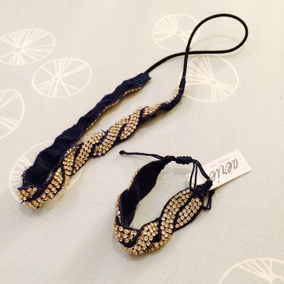 Aerie Accessories - Braided Jeweled Headband + Bracelet