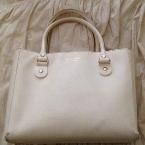 White pebbled leather kate spade tote