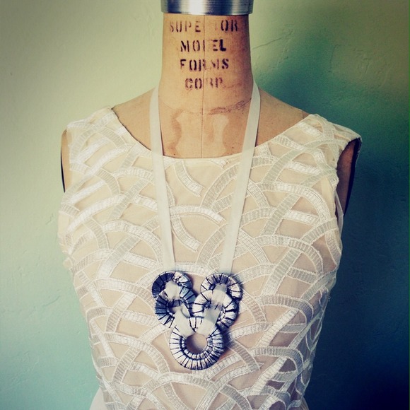 O Ring Silver and White Long Necklace