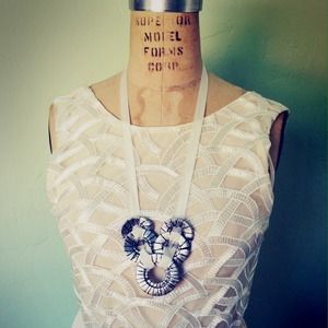 O Ring Silver and White Long Necklace
