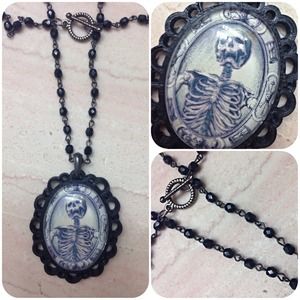 Morbid Mori Handmade Glass Cameo Rosary Necklace