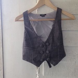 Gray faux tweed vest