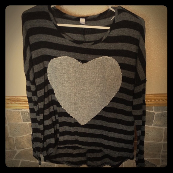 Striped sweater with heart