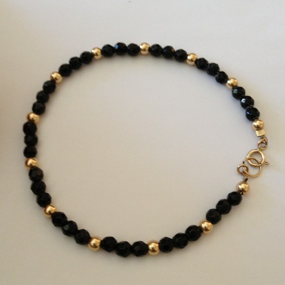 14 kt gold filled onyx bracelet.