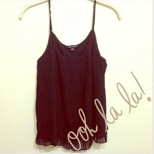 Pleated black tank with adjustable straps