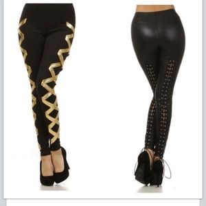Gold & black leggings