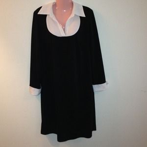 White Collared Black Dress Sz 14/16 Lane Bryant