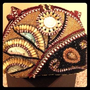 Unique handbag with beads and shells