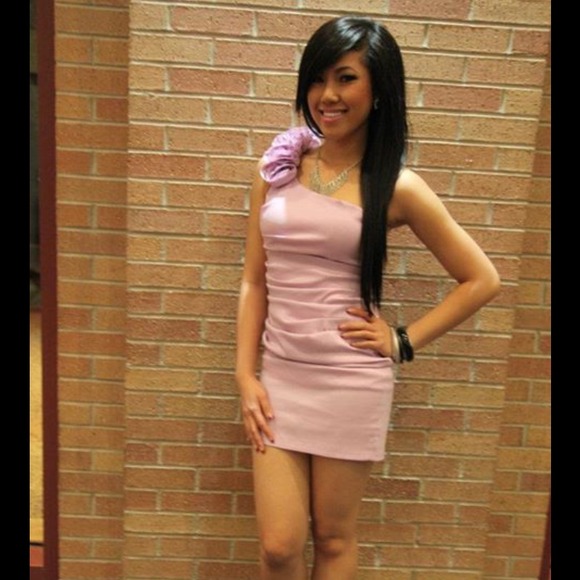 Pink one shoulder dress
