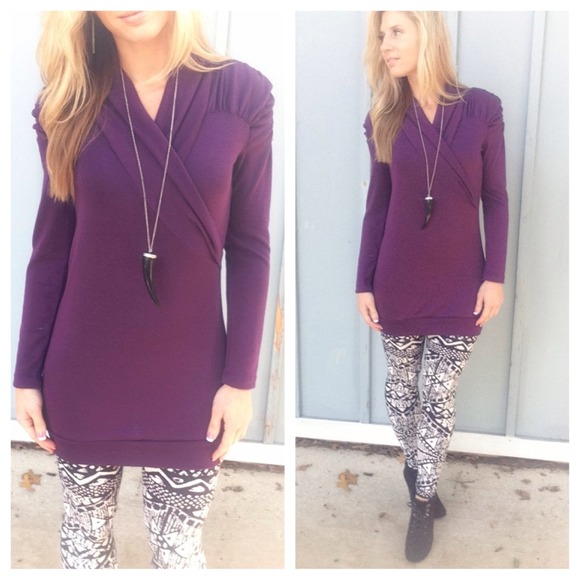 Sweaters - New plum purple wrap front knit sweater tunic