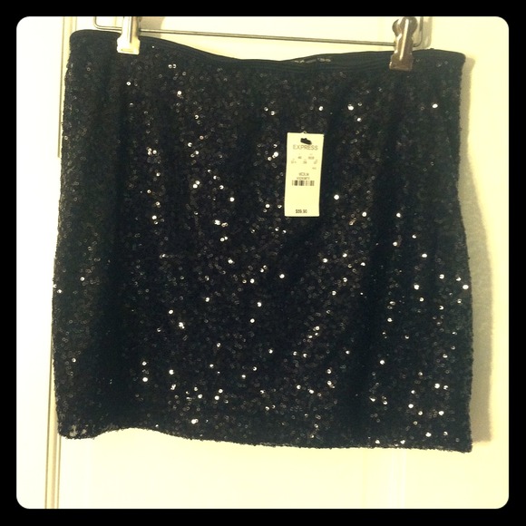 NWT Express black sequin skirt
