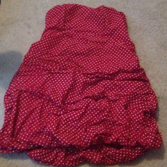 Red and white polka dot dress