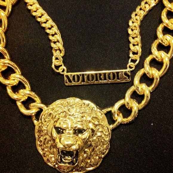 NEW layered Lion head NOTORIOUS gold chain