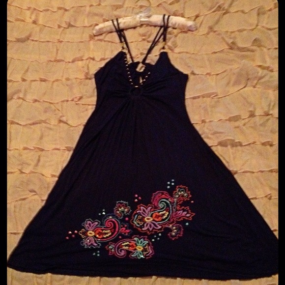 Soft, sexy and sensuous navy blue cocktail dress.
