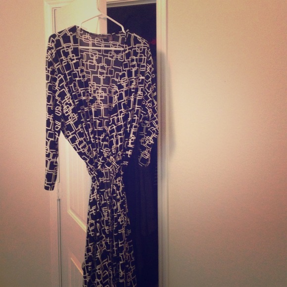 Black and white wrap around dress.