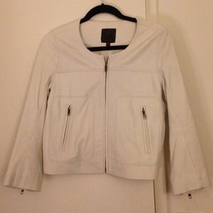 Joie White Leather Cropped Jacket