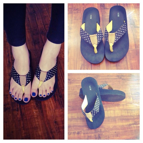 J. Crew polka dot slippers