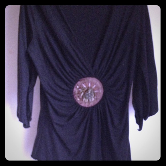 Black V Neck with Indian Tribe patch