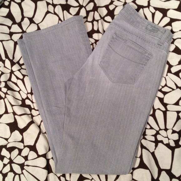 Paige Grey/white Pinstripe Boot Cut Jeans - Picture 2 of 4
