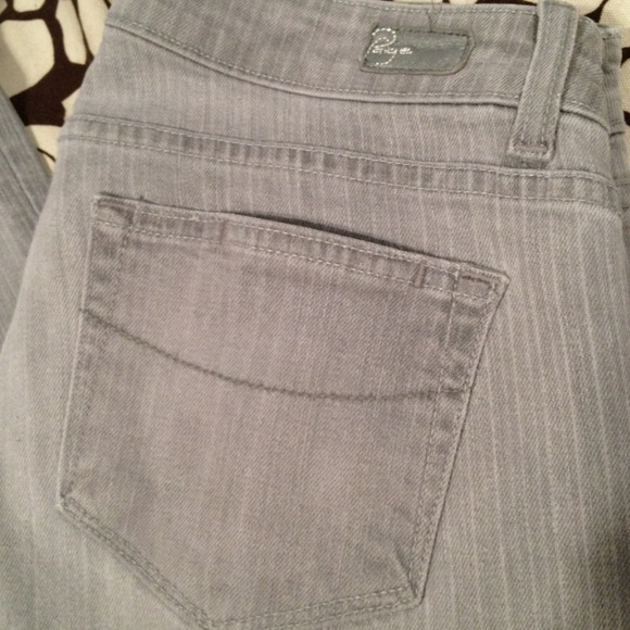 Paige Grey/white Pinstripe Boot Cut Jeans - Picture 3 of 4