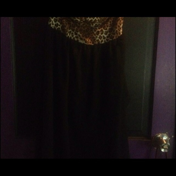 Long black cheetah print maxi dress